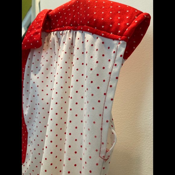 Vintage White & Red Polka Dot Sleeveless Dress Sz S/M Full Circle Skirt - Picture 11 of 13